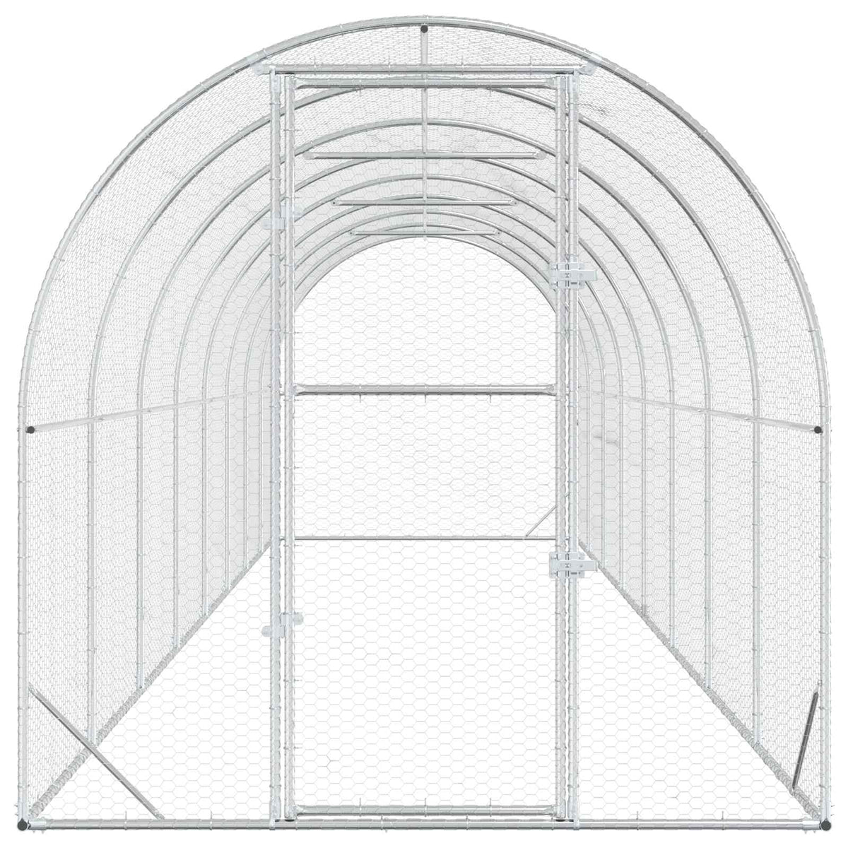 vidaXL Chicken Coop Silver 800 x 200 x 200 cm Galvanised Steel 4