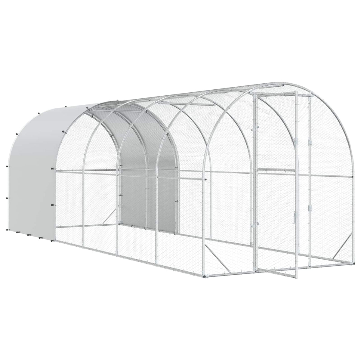 vidaXL Chicken Coop Silver 600 x 200 x 200 cm Galvanised Steel 3