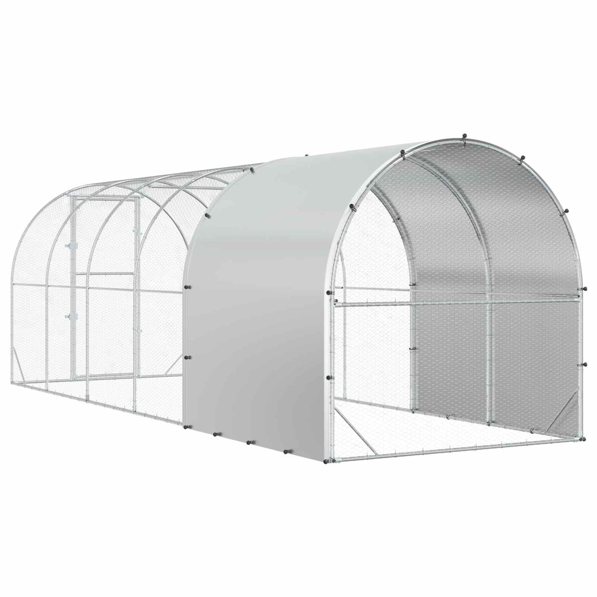 vidaXL Chicken Coop Silver 600 x 200 x 200 cm Galvanised Steel 6