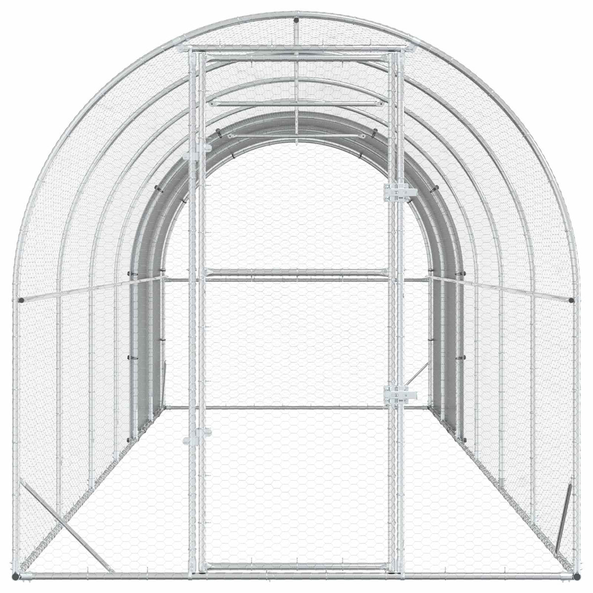 vidaXL Chicken Coop Silver 600 x 200 x 200 cm Galvanised Steel 4