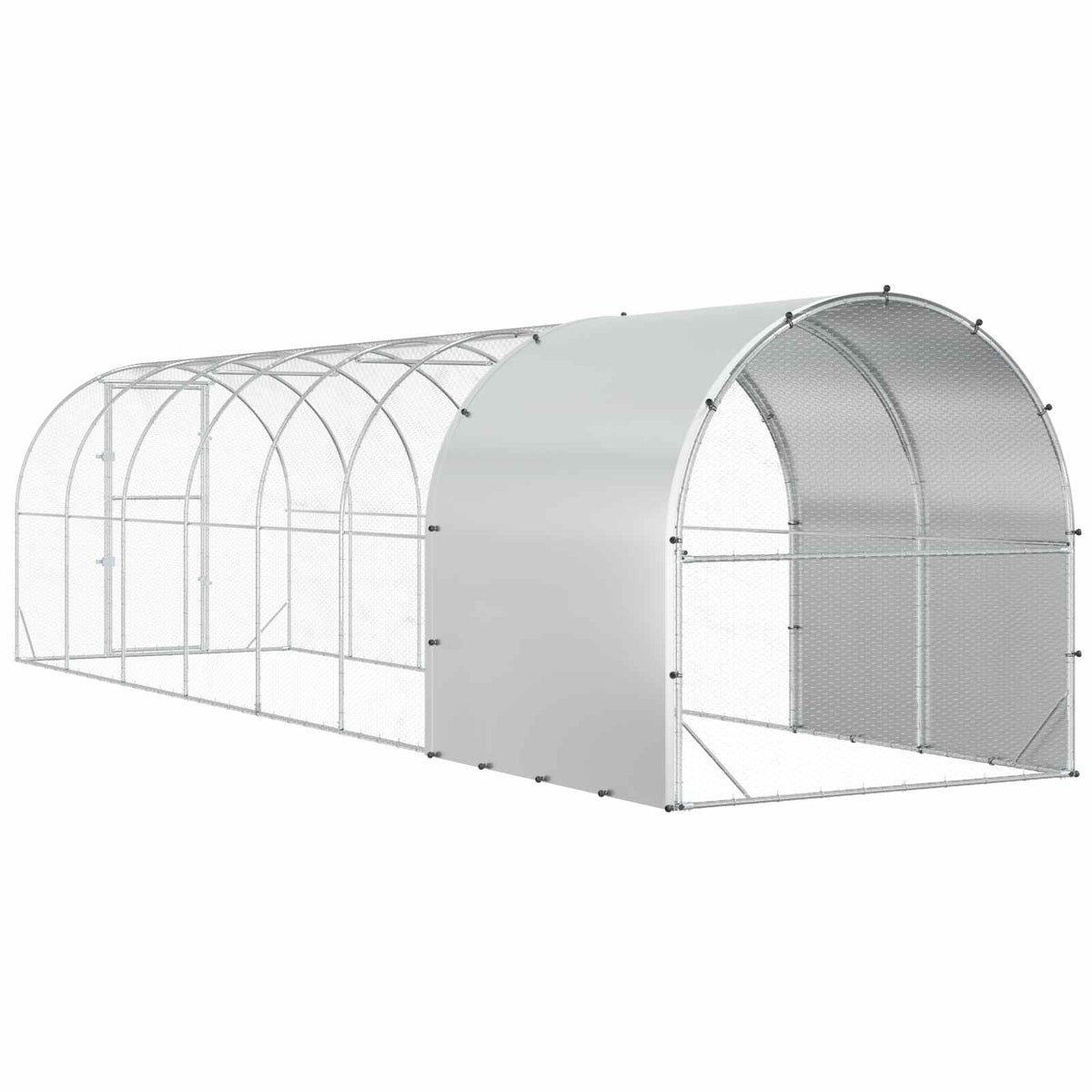 vidaXL Chicken Coop Silver 800 x 200 x 200 cm Galvanised Steel 6