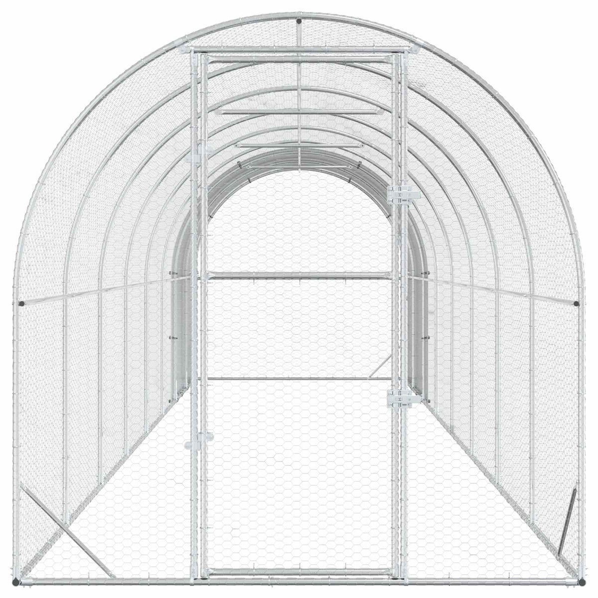 vidaXL Chicken Coop Silver 800 x 200 x 200 cm Galvanised Steel 4