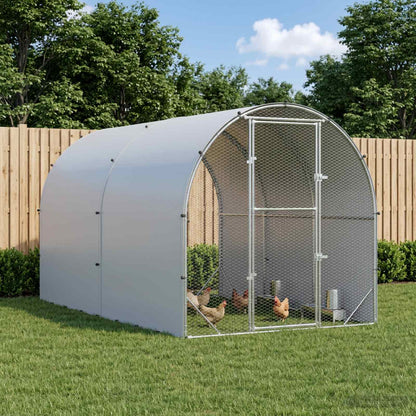 Chicken Coop Silver Galvanised Steel with roof 400 cm
