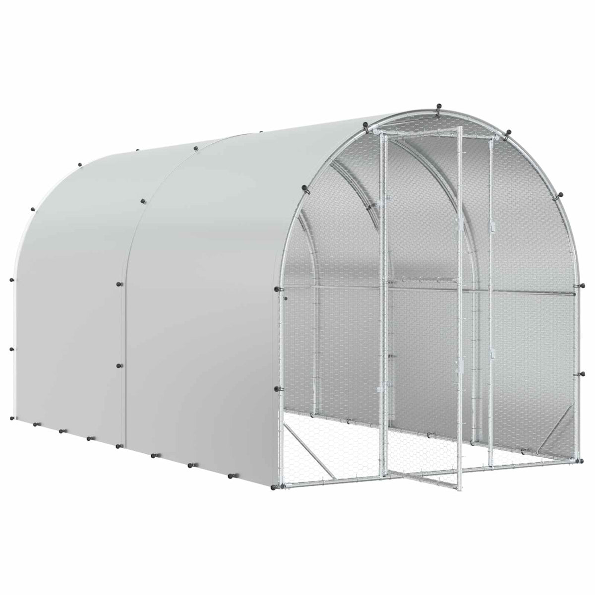 vidaXL Chicken Coop Silver 400 x 200 x 200 cm Galvanised Steel 3