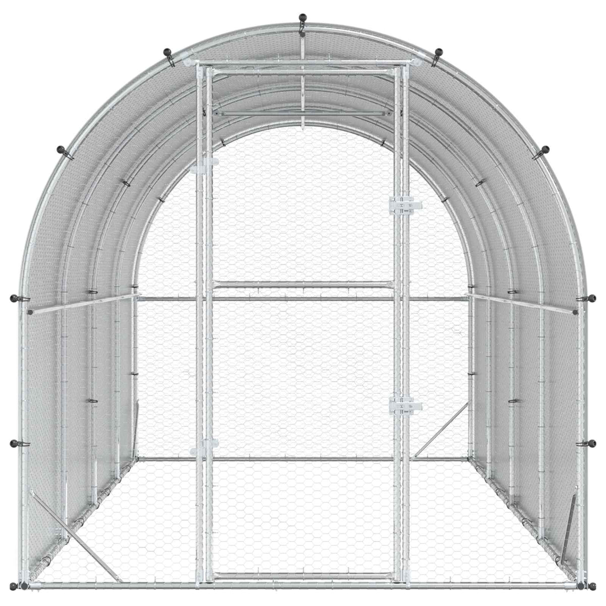 vidaXL Chicken Coop Silver 400 x 200 x 200 cm Galvanised Steel 4