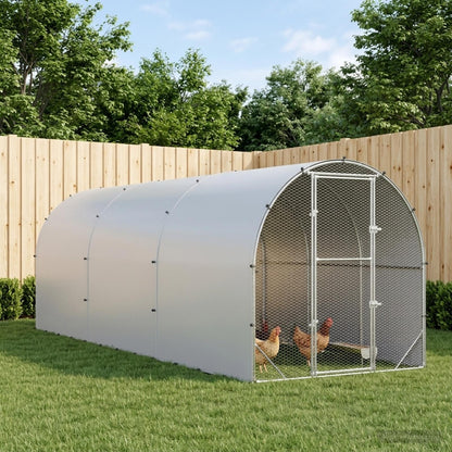 vidaXL Chicken Coop Silver 600 x 200 x 200 cm Galvanised Steel 1