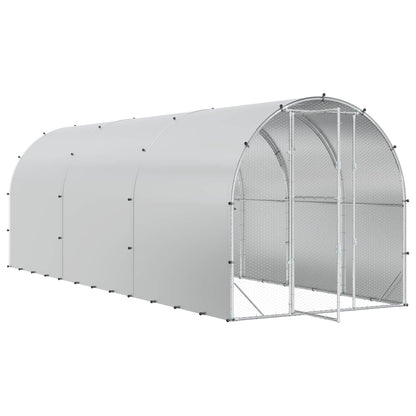 vidaXL Chicken Coop Silver 600 x 200 x 200 cm Galvanised Steel 3