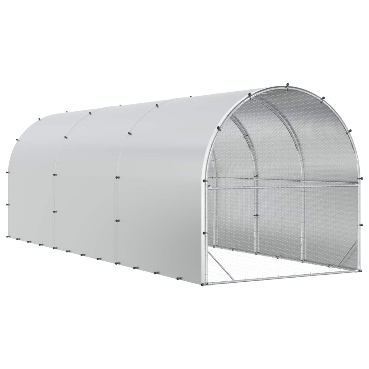 vidaXL Chicken Coop Silver 600 x 200 x 200 cm Galvanised Steel 6