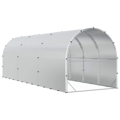 vidaXL Chicken Coop Silver 600 x 200 x 200 cm Galvanised Steel 6