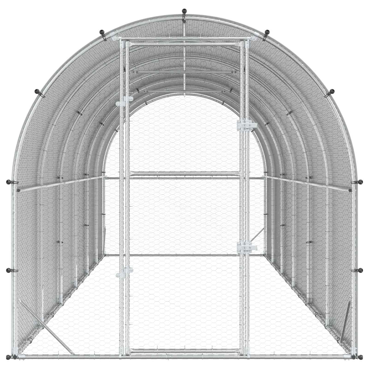 vidaXL Chicken Coop Silver 600 x 200 x 200 cm Galvanised Steel 4