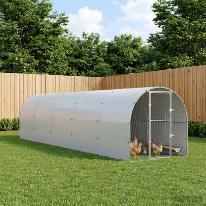 vidaXL Chicken Coop Silver Galvanised Steel with Roof