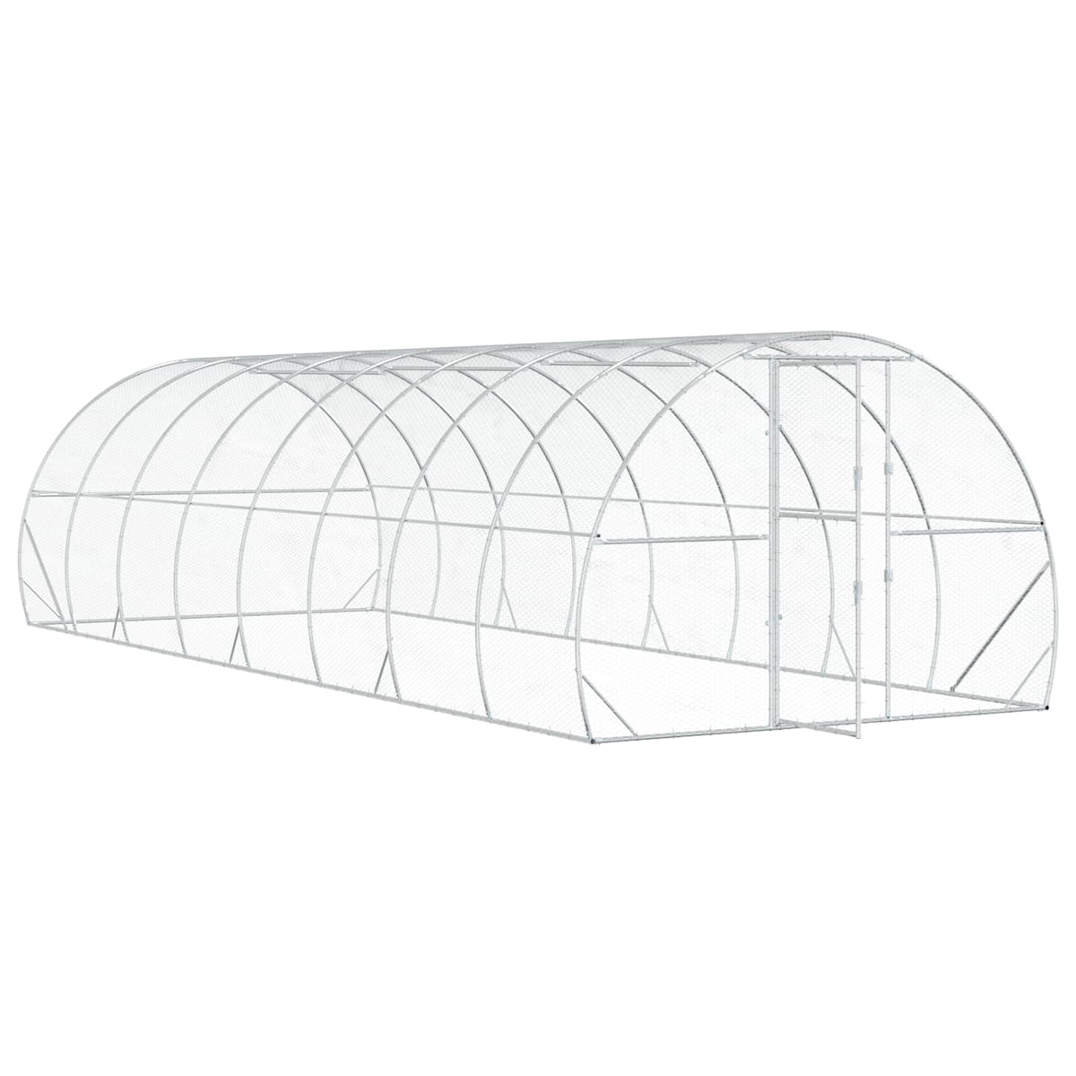 vidaXL Chicken Coop Silver 800 x 300 x 200 cm Galvanised Steel 3