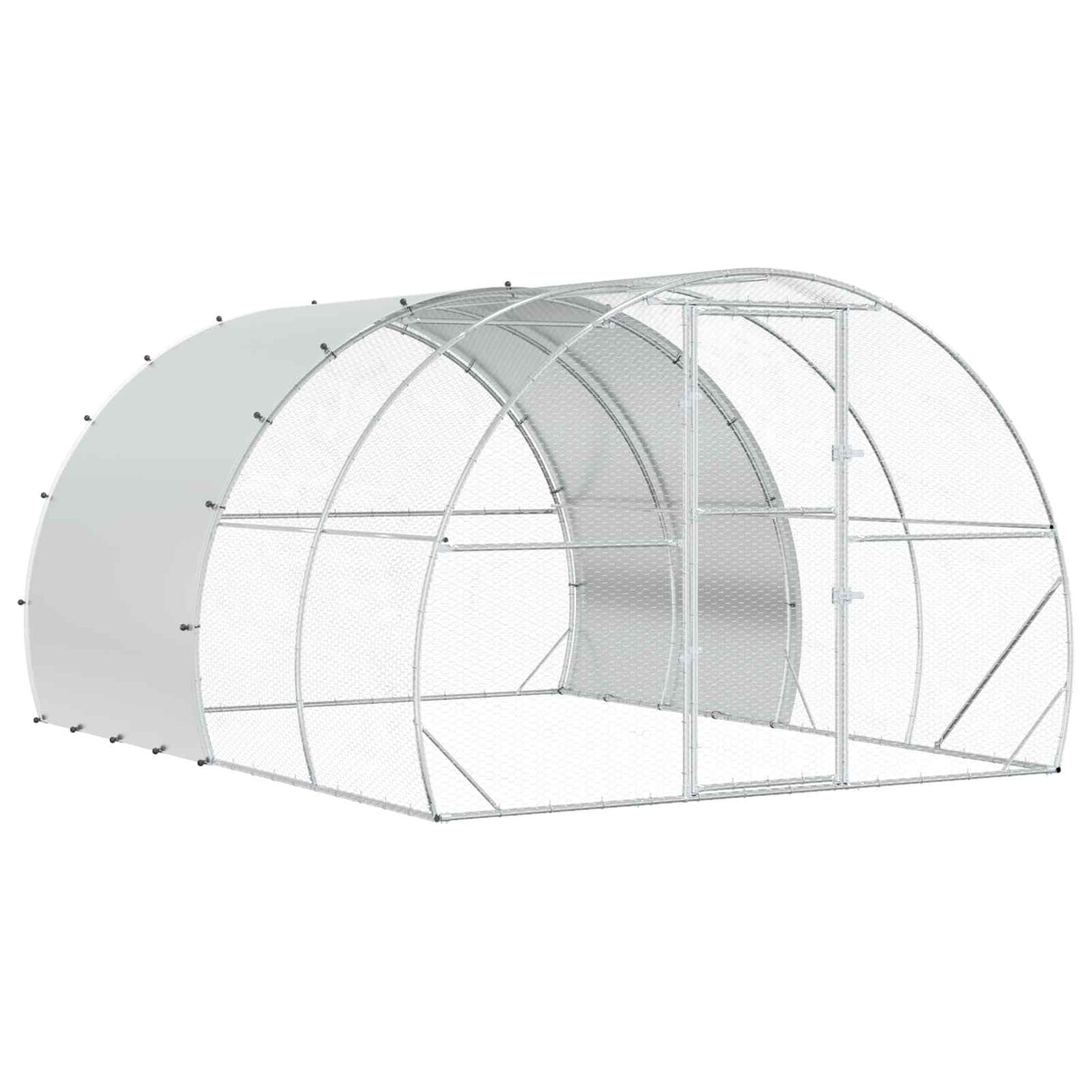 vidaXL Chicken Coop Silver 400 x 300 x 200 cm Galvanised Steel 2