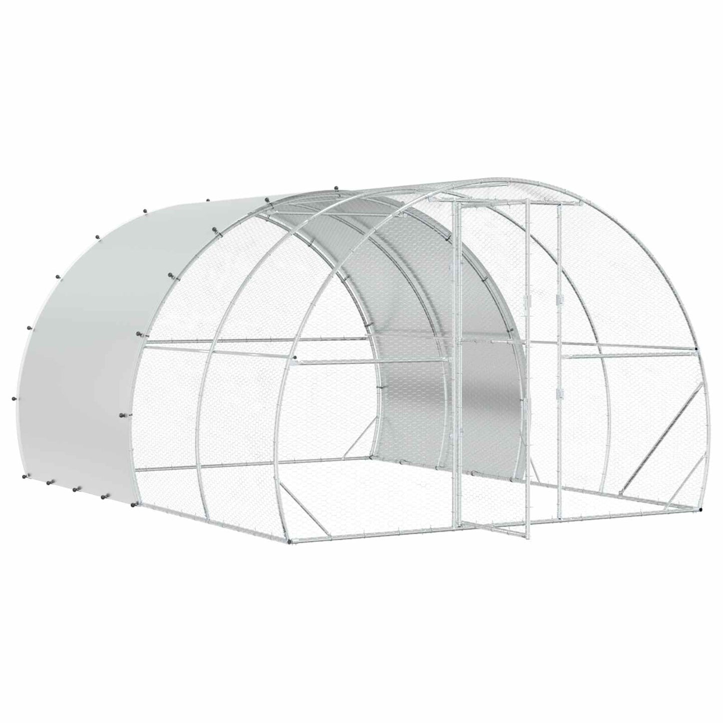 vidaXL Chicken Coop Silver 400 x 300 x 200 cm Galvanised Steel 3