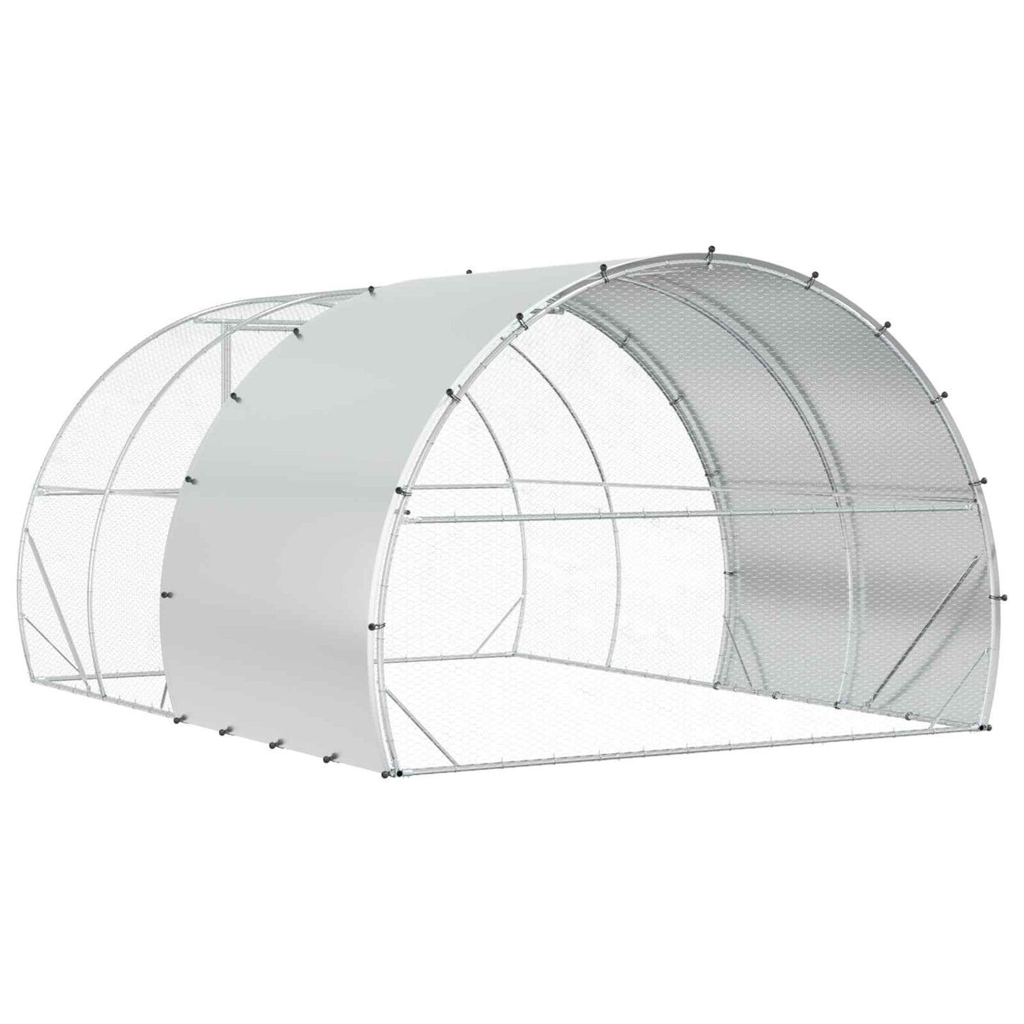 vidaXL Chicken Coop Silver 400 x 300 x 200 cm Galvanised Steel 6