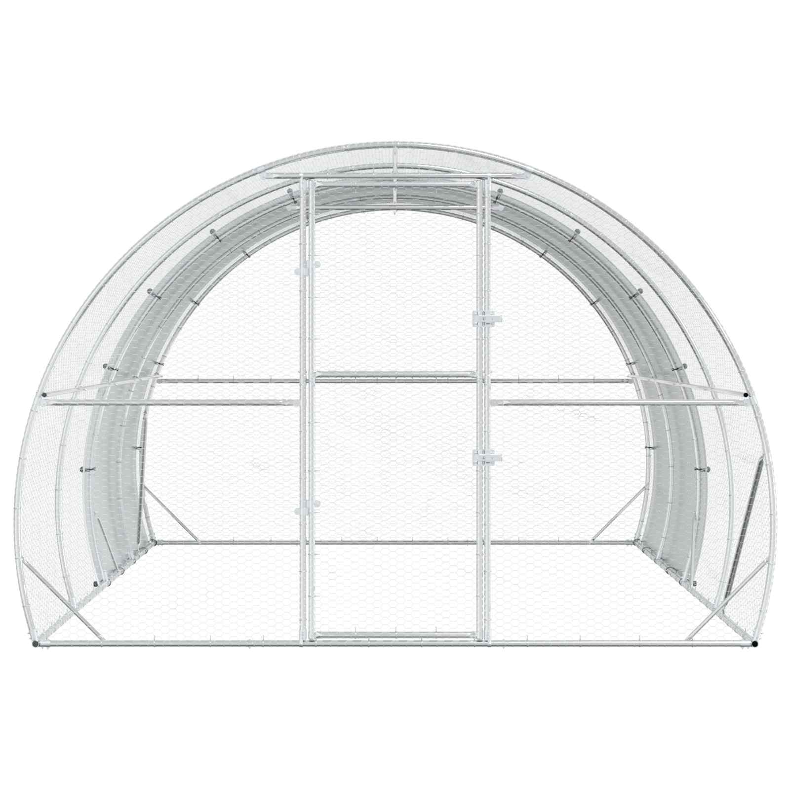 vidaXL Chicken Coop Silver 400 x 300 x 200 cm Galvanised Steel 4