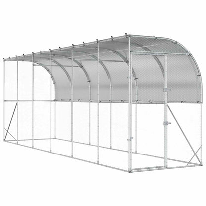 vidaXL Against Wall Chicken Coop Silver 600 x 100 x 215 cm 2