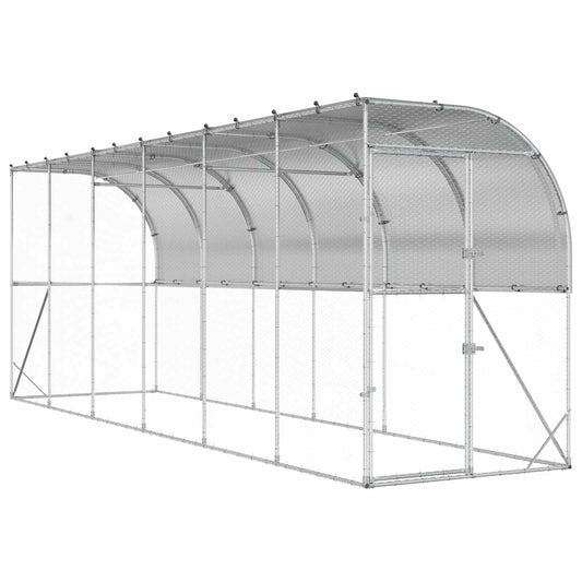 Against Wall Chicken Coop Silver with roof 600 cm 100 cm