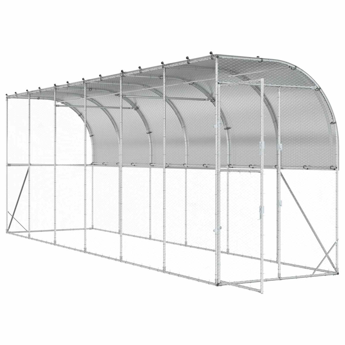 vidaXL Against Wall Chicken Coop Silver 600 x 100 x 215 cm 3