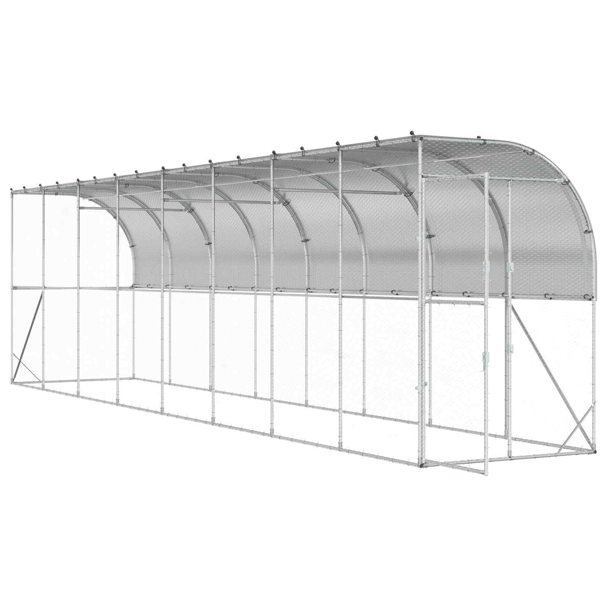 vidaXL Against Wall Chicken Coop Silver 800 x 100 x 215 cm 3