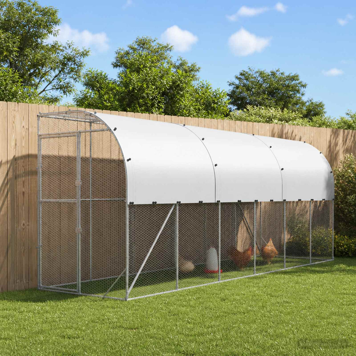 vidaXL Against Wall Chicken Coop Silver 600 x 150 x 215 cm 1