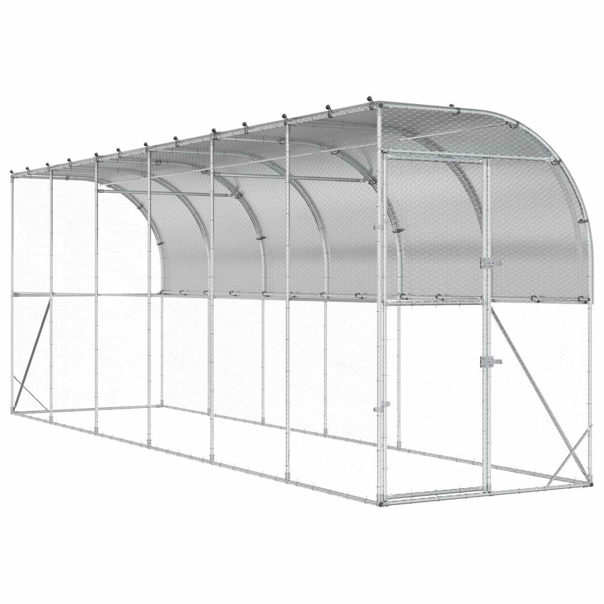 vidaXL Against Wall Chicken Coop Silver 600 x 150 x 215 cm 2