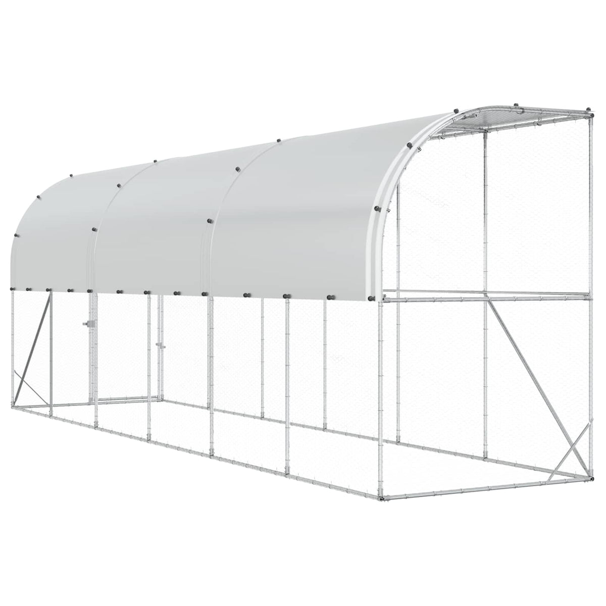 vidaXL Against Wall Chicken Coop Silver 600 x 150 x 215 cm 6