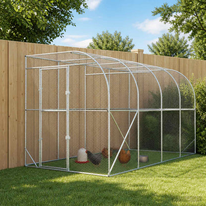 vidaXL Against Wall Chicken Coop Silver without Roof