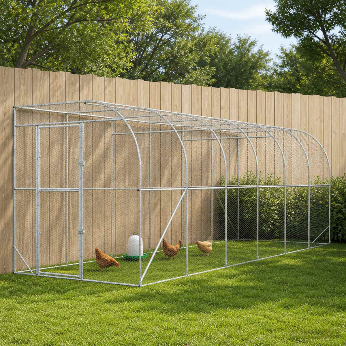 vidaXL Against Wall Chicken Coop Silver 600 x 200 x 215 cm 1