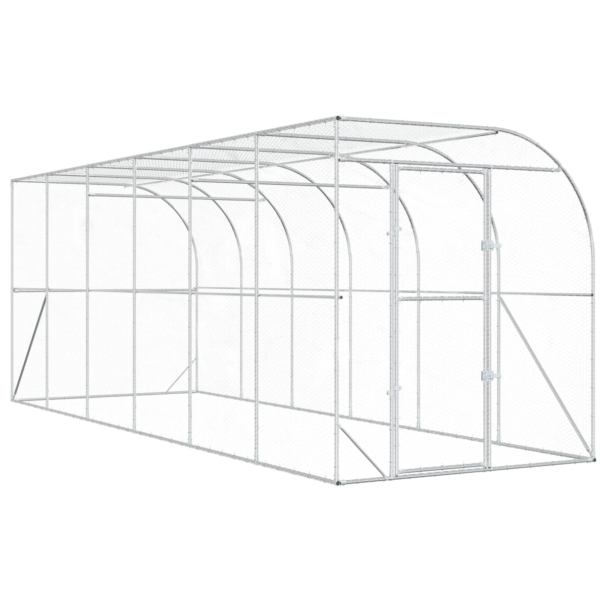 Against Wall Chicken Coop Silver without roof 600 cm