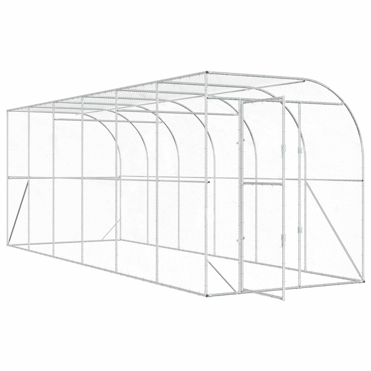 vidaXL Against Wall Chicken Coop Silver 600 x 200 x 215 cm 3