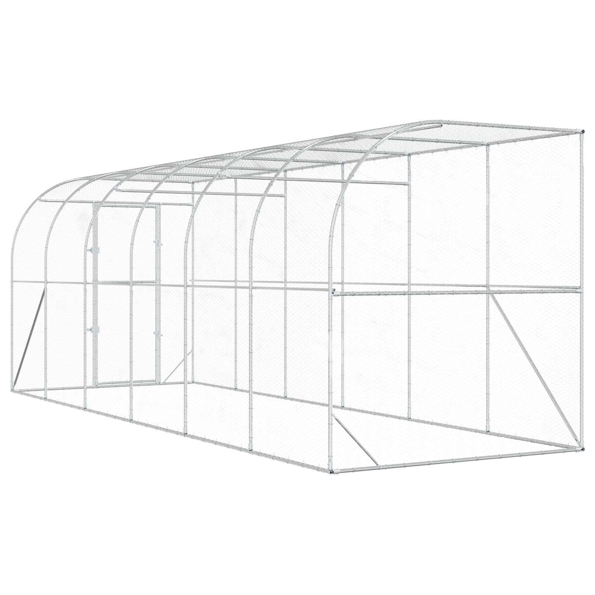 vidaXL Against Wall Chicken Coop Silver 600 x 200 x 215 cm 6