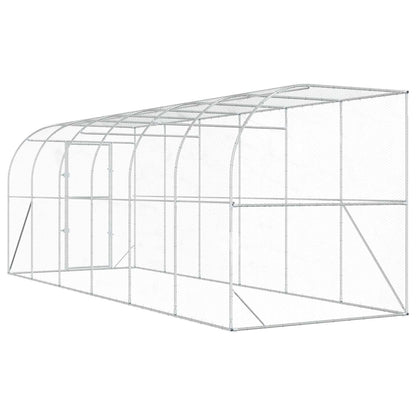 vidaXL Against Wall Chicken Coop Silver 600 x 200 x 215 cm 6