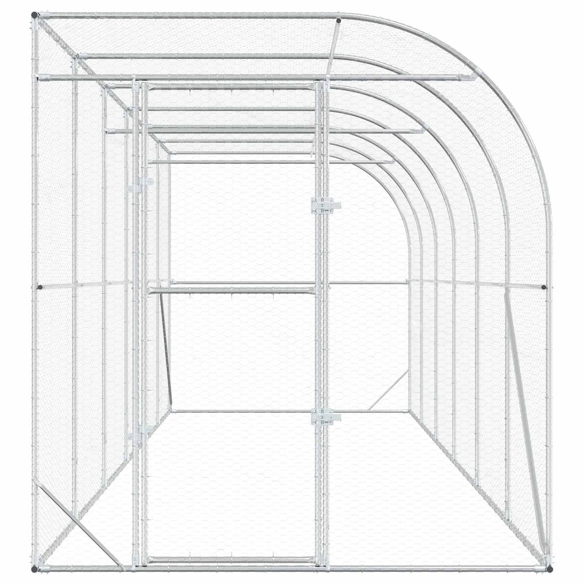 vidaXL Against Wall Chicken Coop Silver 600 x 200 x 215 cm 4