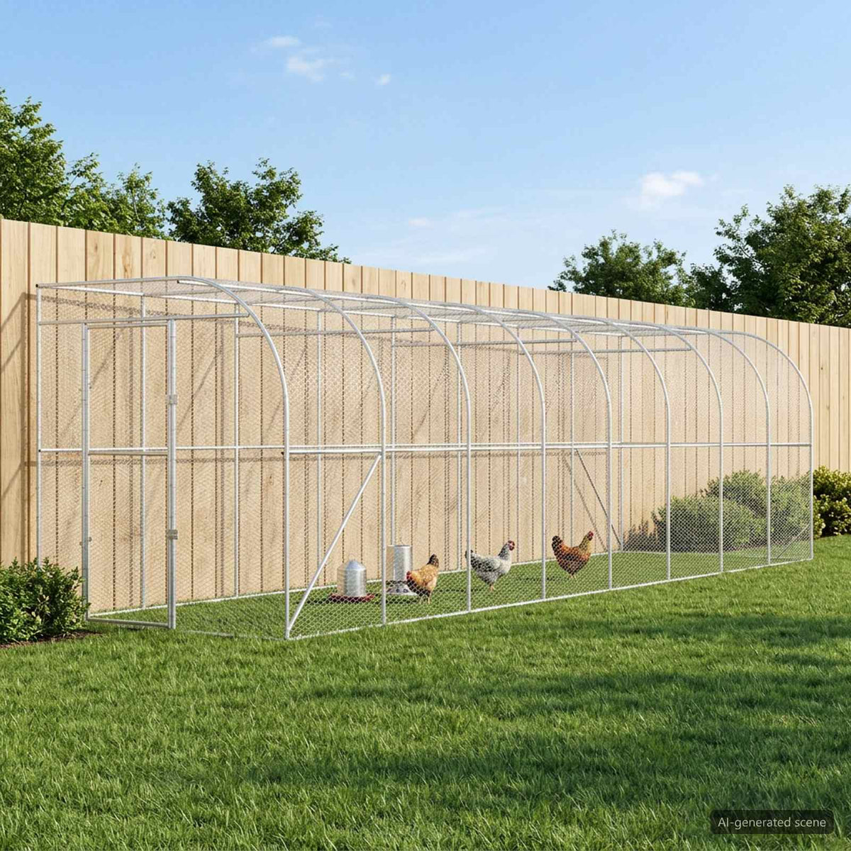 vidaXL Against Wall Chicken Coop Silver 800 x 200 x 215 cm 1