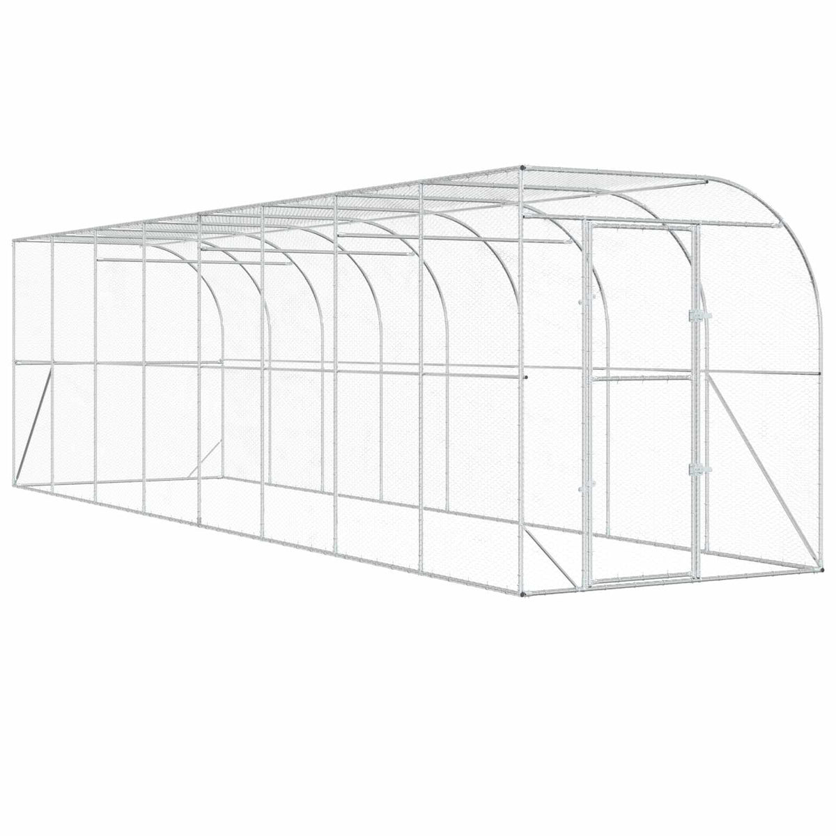 Against Wall Chicken Coop Silver without roof 800 cm