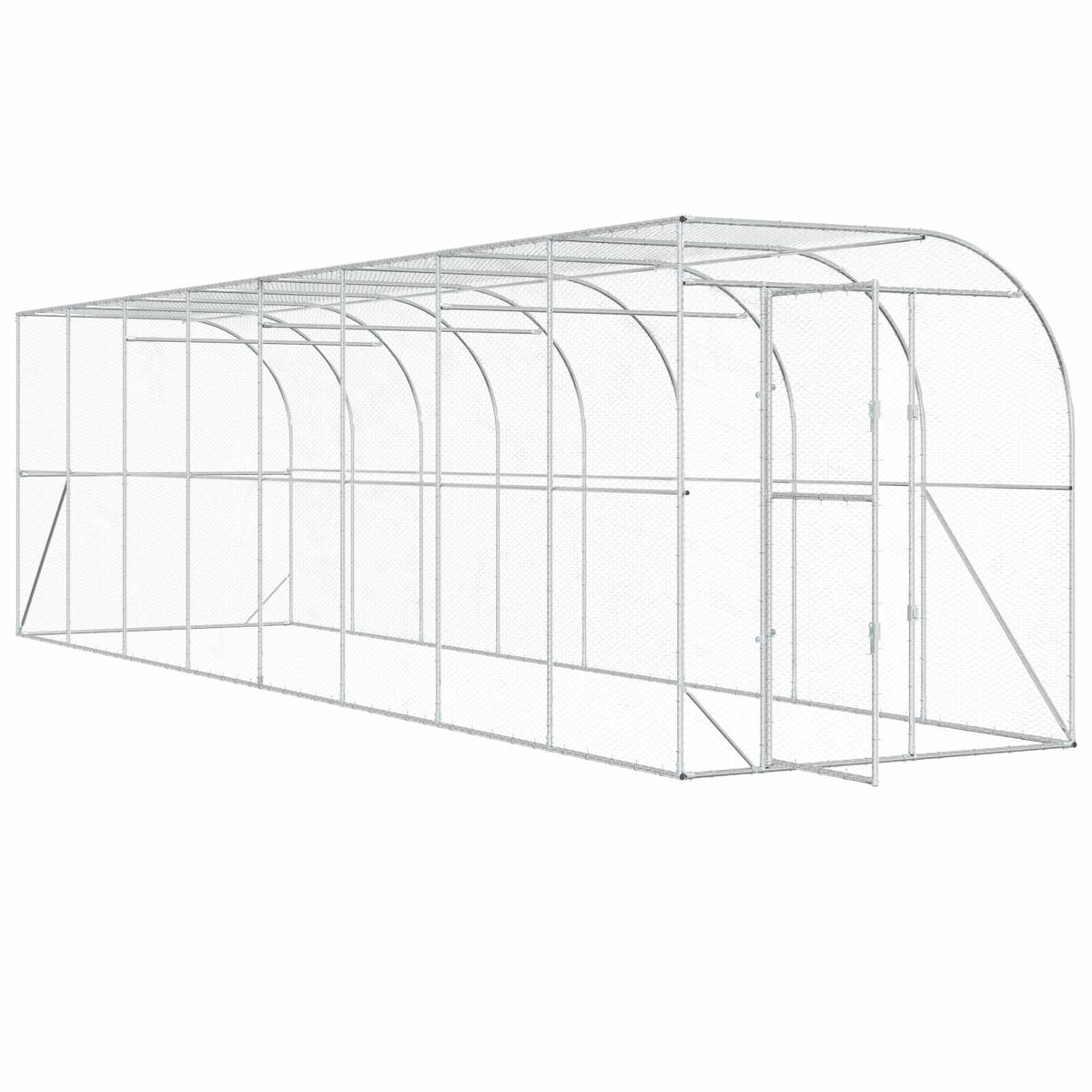 vidaXL Against Wall Chicken Coop Silver 800 x 200 x 215 cm 3