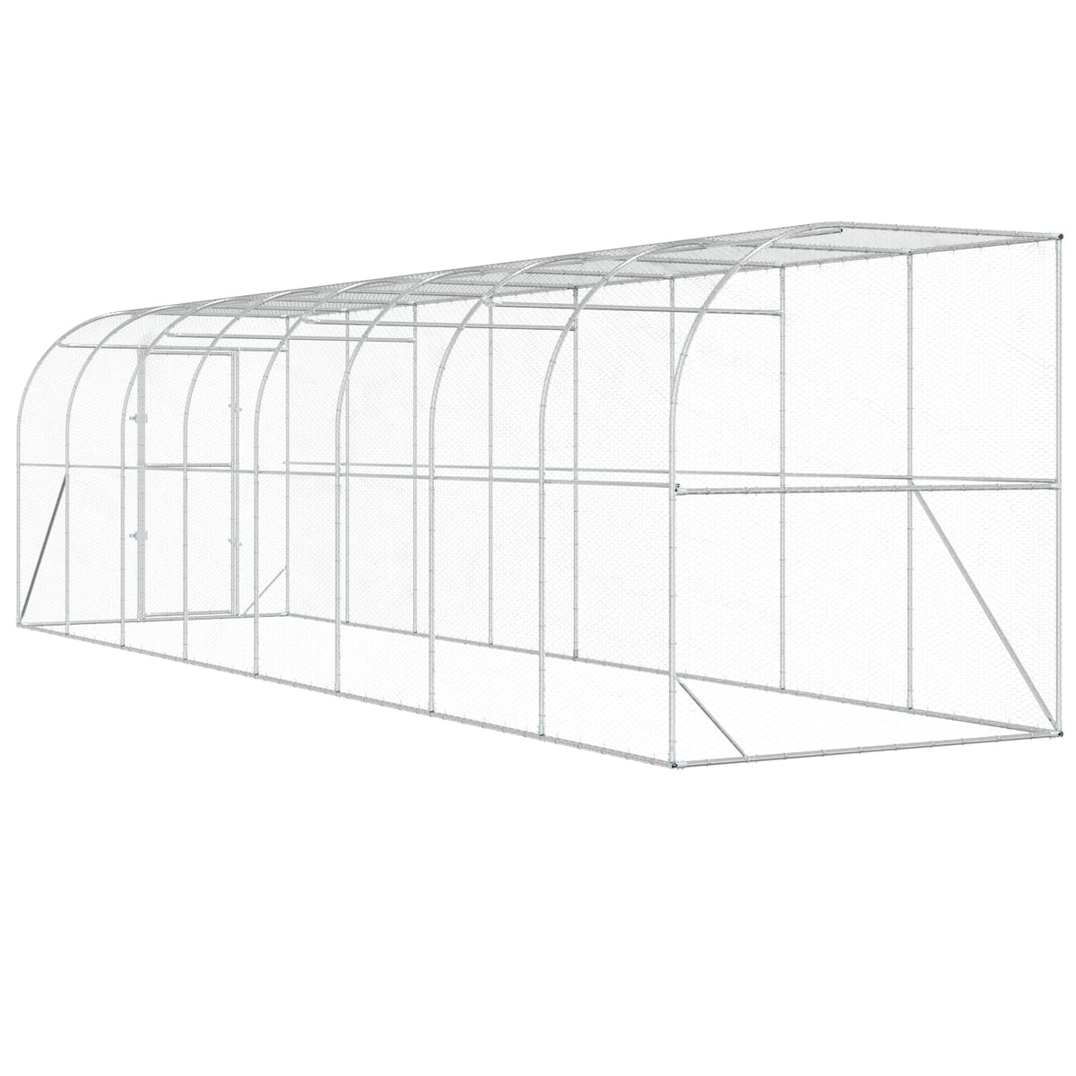 vidaXL Against Wall Chicken Coop Silver 800 x 200 x 215 cm 6