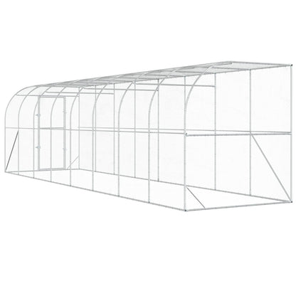 vidaXL Against Wall Chicken Coop Silver 800 x 200 x 215 cm 6