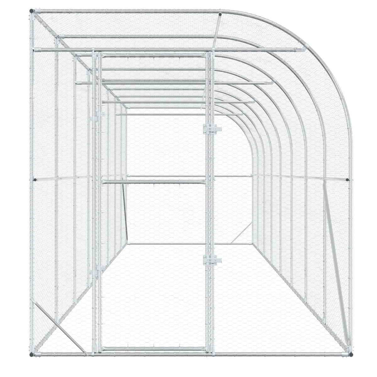 vidaXL Against Wall Chicken Coop Silver 800 x 200 x 215 cm 4