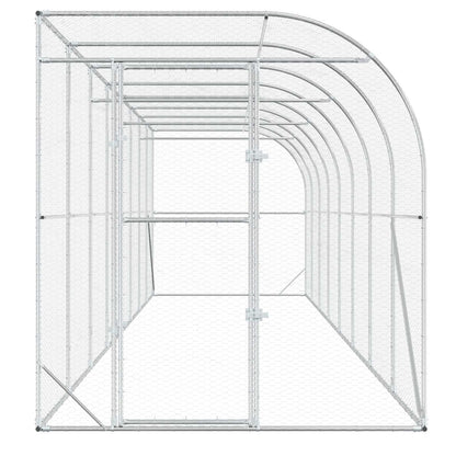 vidaXL Against Wall Chicken Coop Silver 800 x 200 x 215 cm 4