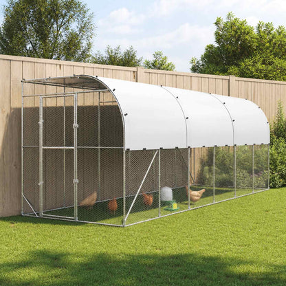 vidaXL Against Wall Chicken Coop Silver 600 x 200 x 215 cm 1