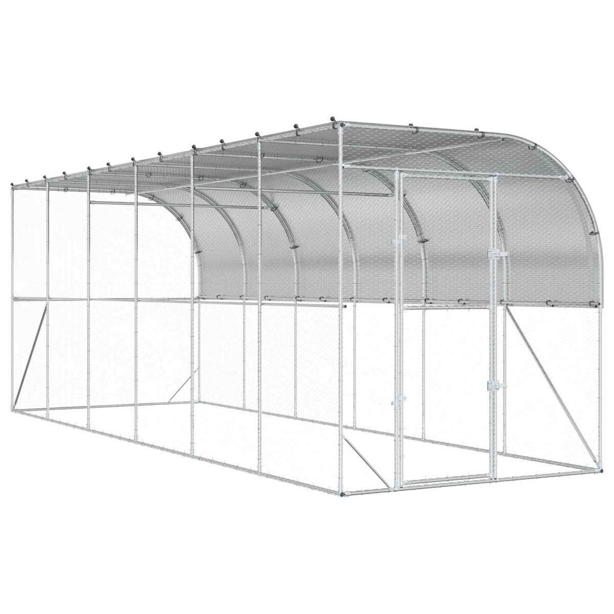 vidaXL Against Wall Chicken Coop Silver 600 x 200 x 215 cm 2