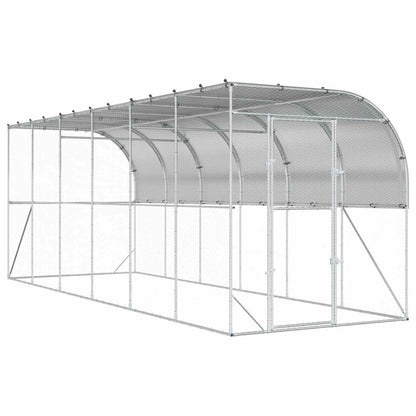 vidaXL Against Wall Chicken Coop Silver 600 x 200 x 215 cm 2