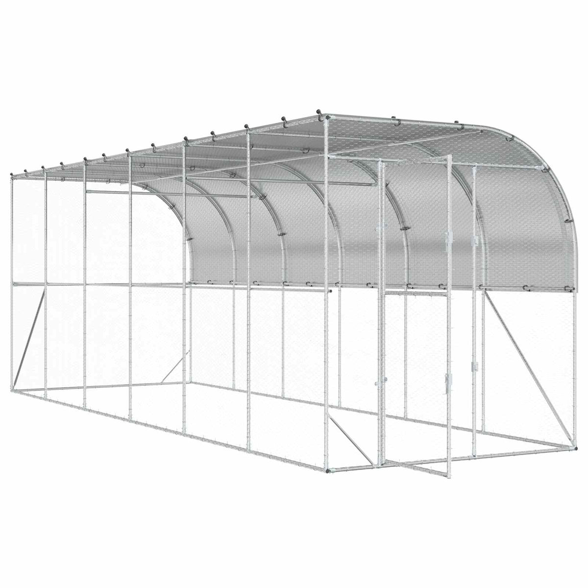 vidaXL Against Wall Chicken Coop Silver 600 x 200 x 215 cm 3