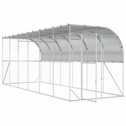 vidaXL Against Wall Chicken Coop Silver 600 x 200 x 215 cm 3