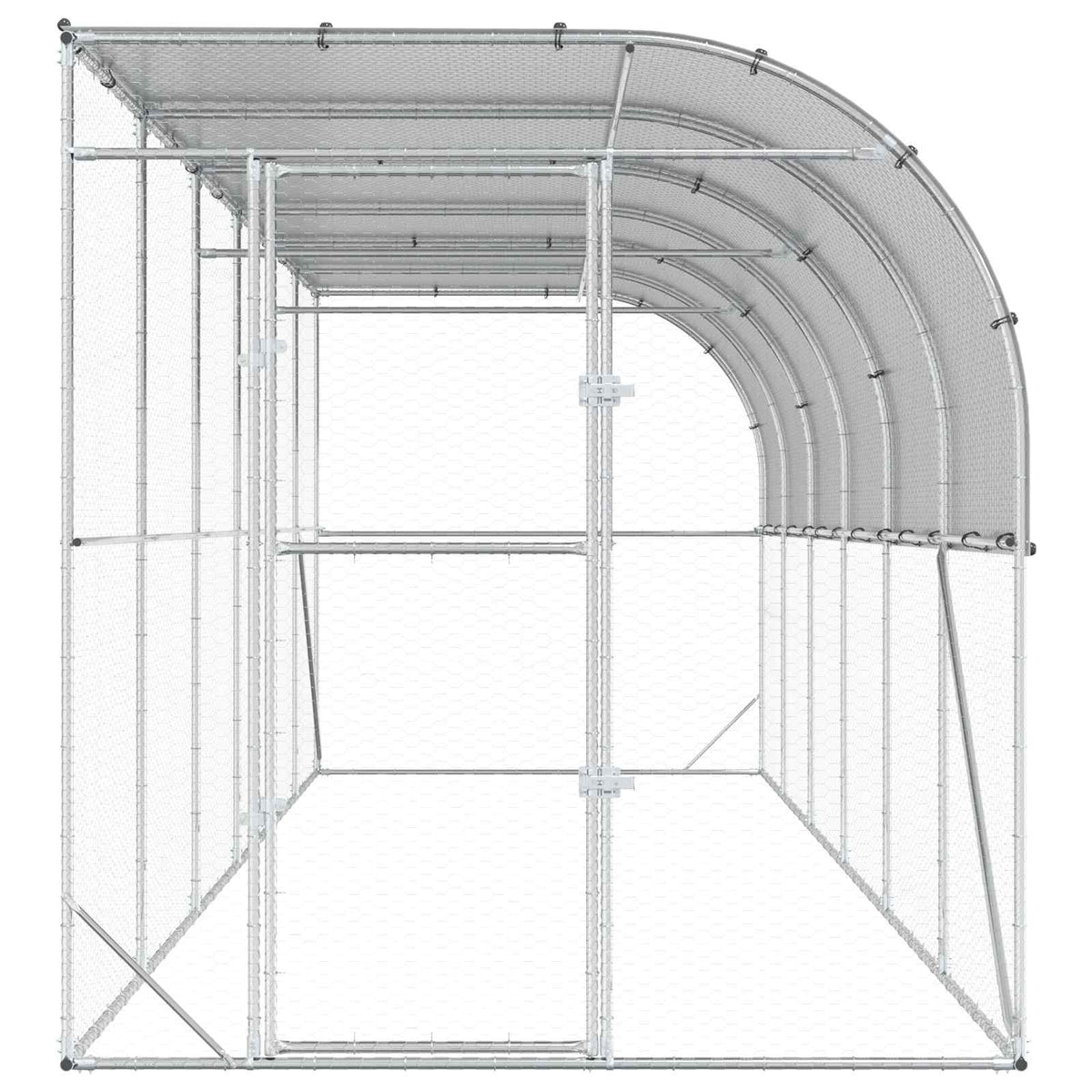 vidaXL Against Wall Chicken Coop Silver 600 x 200 x 215 cm 4