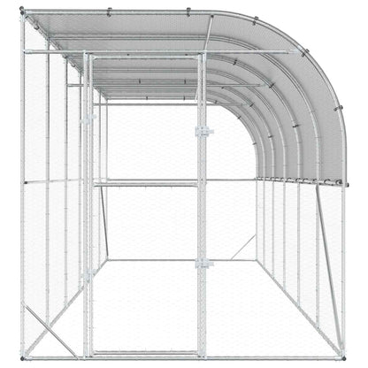 vidaXL Against Wall Chicken Coop Silver 600 x 200 x 215 cm 4
