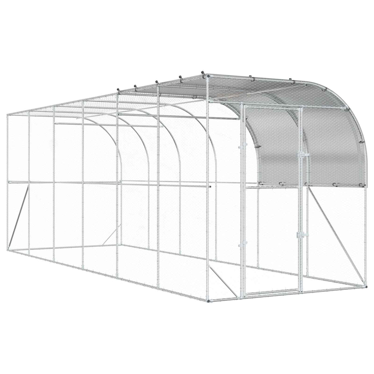 vidaXL Against Wall Chicken Coop Silver 600 x 200 x 215 cm 2