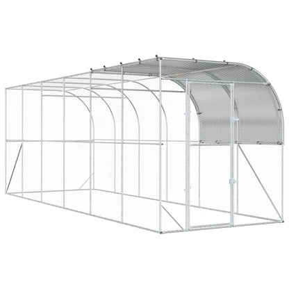 vidaXL Against Wall Chicken Coop Silver 600 x 200 x 215 cm 2